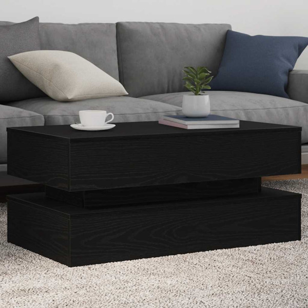 Mesa de centro con luces LED roble negro 90x50x40 cm M 4