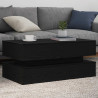 Mesa de centro con luces LED roble negro 90x50x40 cm 4