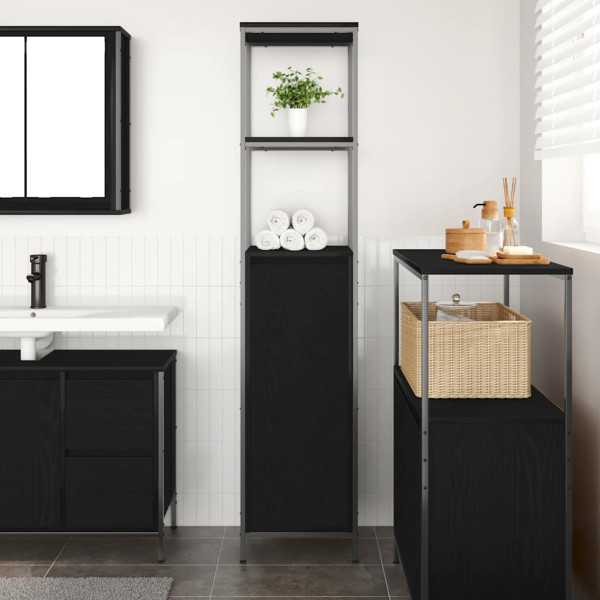 Mueble de baño con estantes roble negro 36x35x165 cm M 3