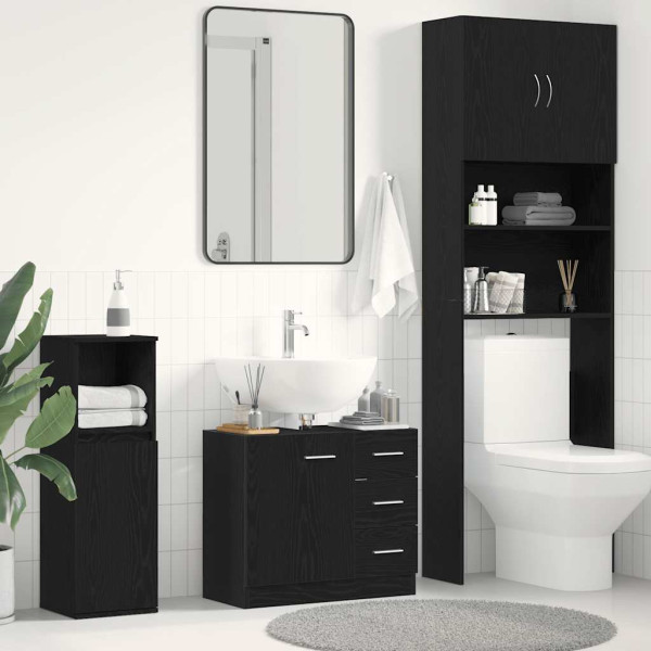 Mueble para lavabo de roble negro 63x30x54 cm D