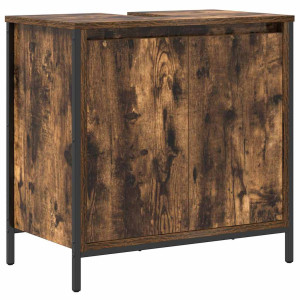 Mueble de baño con lavabo roble ahumado 60x34.5x60 cm H