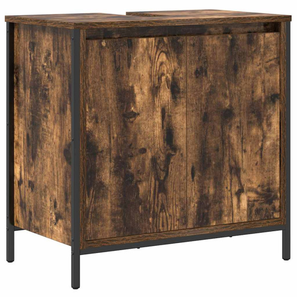 Mueble de baño con lavabo roble ahumado 60x34.5x60 cm M 2