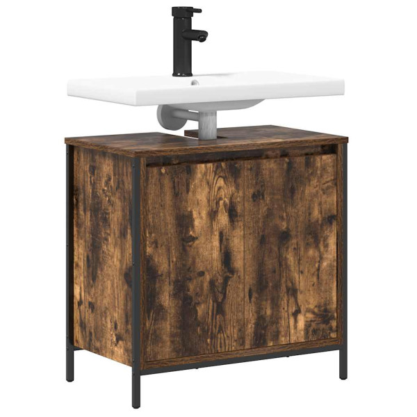 Mueble de baño con lavabo roble ahumado 60x34.5x60 cm M 4