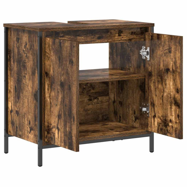 Mueble de baño con lavabo roble ahumado 60x34.5x60 cm M 5