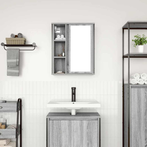 Mueble de baño de pared con espejo gris Sonoma 50x21x60 cm M 3
