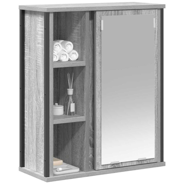 Mueble de baño de pared con espejo gris Sonoma 50x21x60 cm M 4