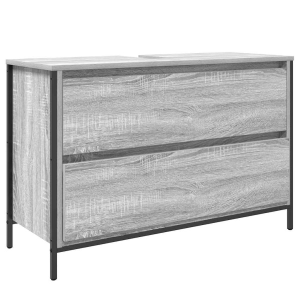 Mueble de baño con lavabo y cajones gris Sonoma 90x34.5x60 cm M 2