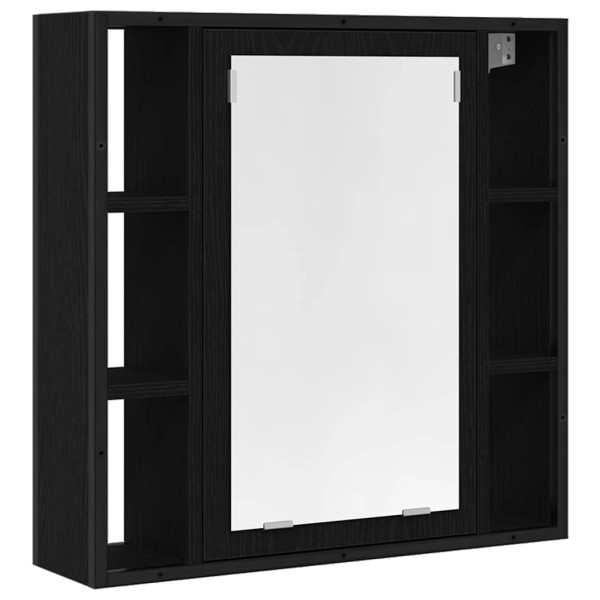 Armario de baño con espejo de madera de roble negro 60x16x60 cm M 2
