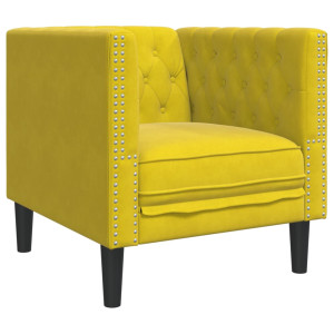 Sillón Chesterfield de terciopelo amarillo H