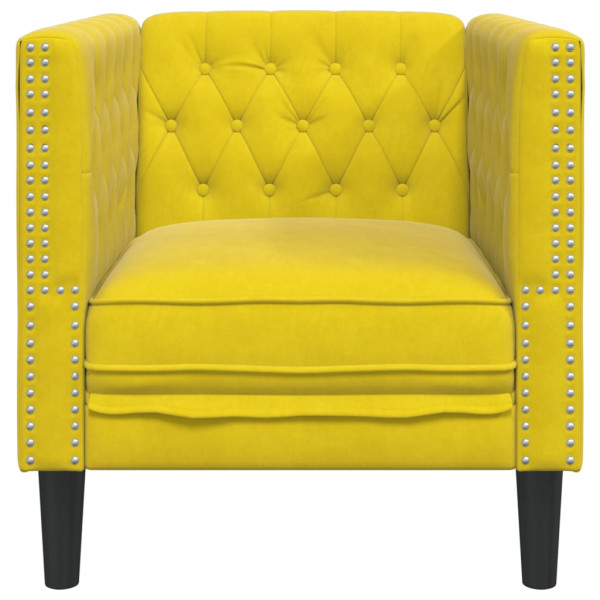 Sillón Chesterfield de terciopelo amarillo M 4