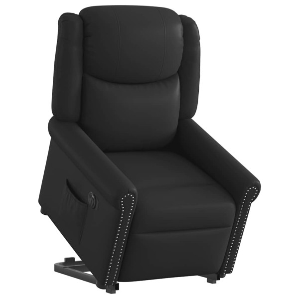 Sillón reclinable eléctrico pie cuero sintético negro brillante D