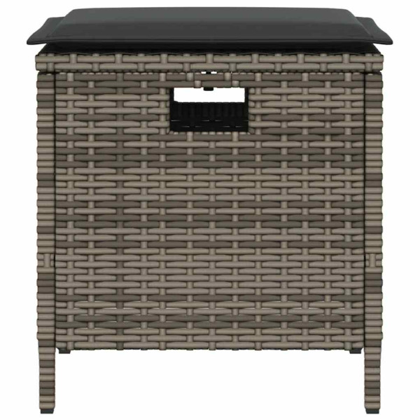 Set comedor de jardín 5 piezas con cojines ratán sintético gris M 3