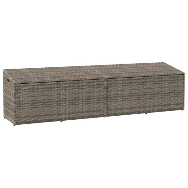 Caja de almacenaje de jardín ratán sintético gris 220x50x58 cm D