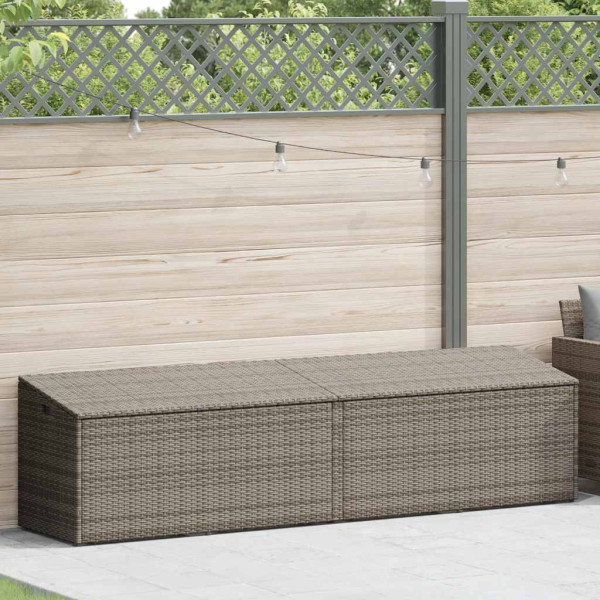Caixa de arrumação para jardim 220x50x58 cm vime PE cinzento M 2