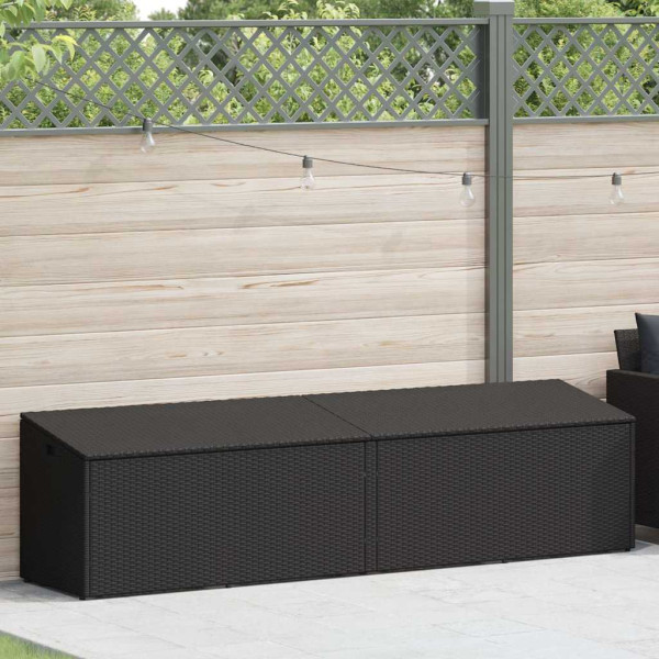 Caixa de arrumação para jardim 220x50x58 cm vime PE preto M 2