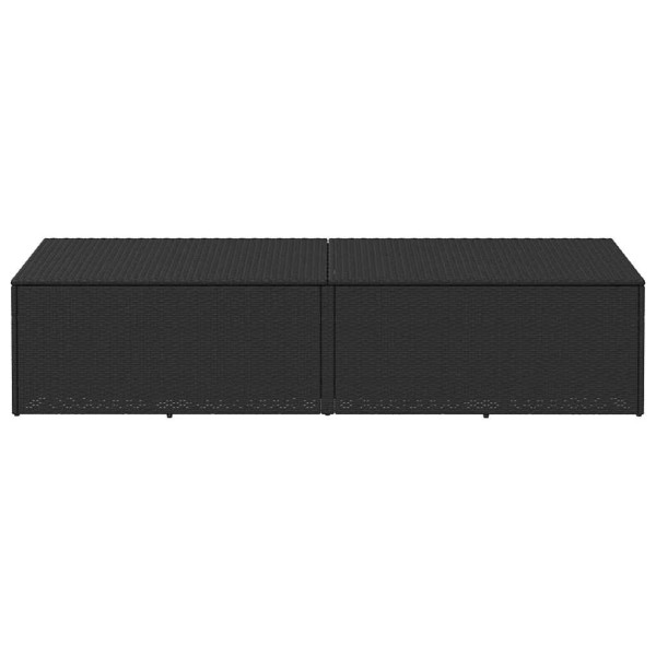 Caixa de arrumação para jardim 220x50x58 cm vime PE preto M 3