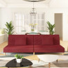 Sofá-cama 2 lugares com duas almofadas tecido vermelho tinto 1