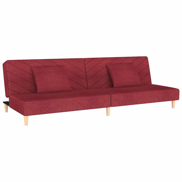Sofá cama de 2 plazas con dos almohadas tela color vino M 2