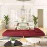 Sofá-cama 2 lugares com duas almofadas tecido vermelho tinto 3