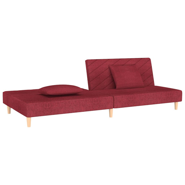 Sofá cama de 2 plazas con dos almohadas tela color vino M 4