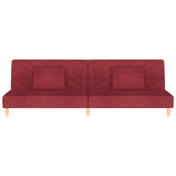 Sofá cama de 2 plazas con dos almohadas tela color vino M 5