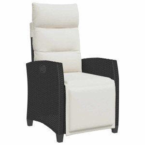Silla de jardín reclinable con mesa auxiliar ratán negro H