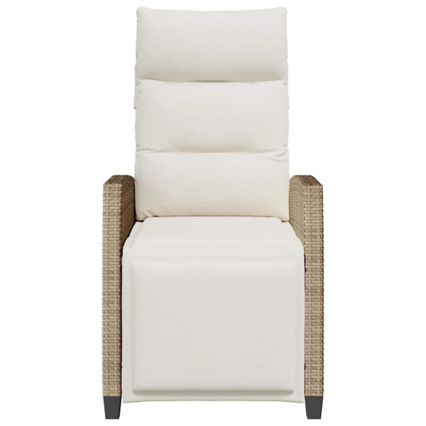 Silla de jardín reclinable con mesa auxiliar ratán beige M 5