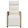 Silla de jardín reclinable con mesa auxiliar ratán beige 5