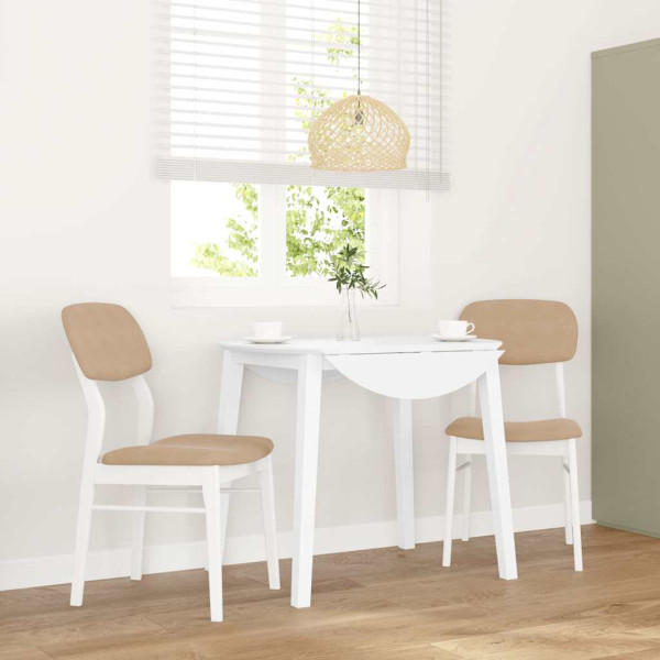 Sillas de comedor con cojines 2uds madera maciza blanco caucho D