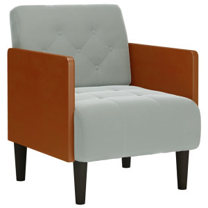 Poltrona com apoio de braços 55 cm veludo cinzento-claro H