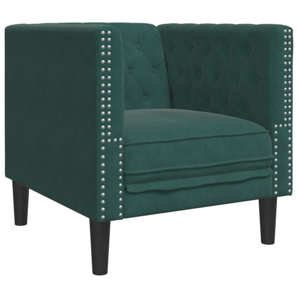 Sillón Chesterfield de terciopelo verde oscuro M 2