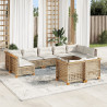 Set de sofás de jardín con cojines 9 pzas ratán sintético beige 1