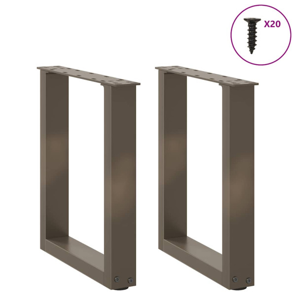 Pés para mesa de centro em formato de U. 2 peças. aço natural. 38 x (42-43) cm. aço M 3