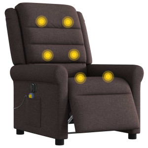 Sillón reclinable de masaje eléctrico tela marrón oscuro H