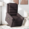 Sillón masaje eléctrico reclinable elevable tela marrón oscuro 3
