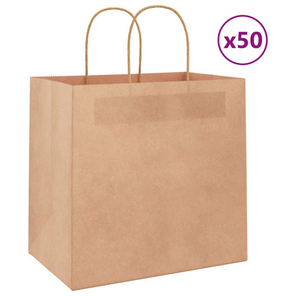 Bolsas de papel kraft con asas 50 uds marrón 26x17x25 cm D