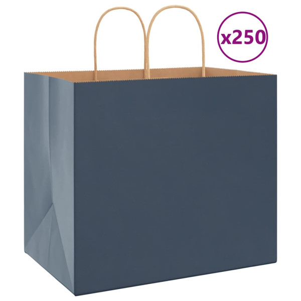 Bolsas de papel kraft con asas 250 uds azul 32x22x28 cm D