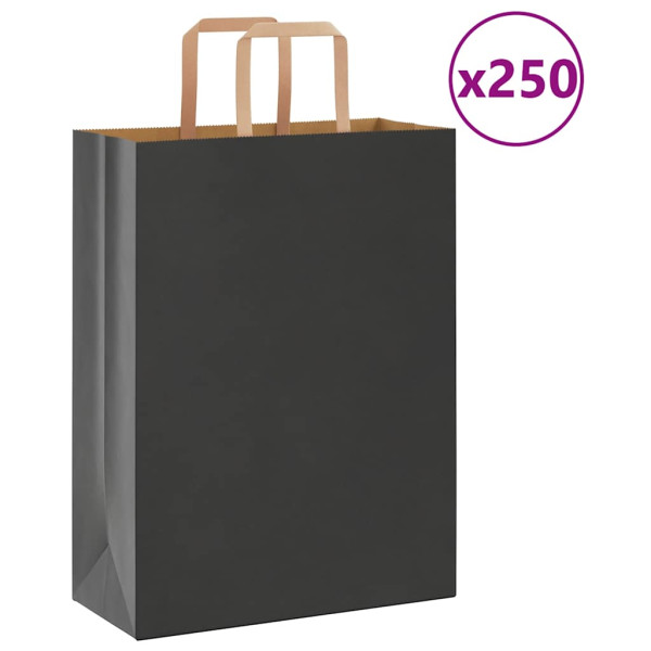 Bolsas de papel kraft con asas 250 uds negra 26x12x35 cm D