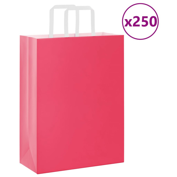 Bolsas de papel kraft con asas 250 uds rosa 26x12x35 cm D
