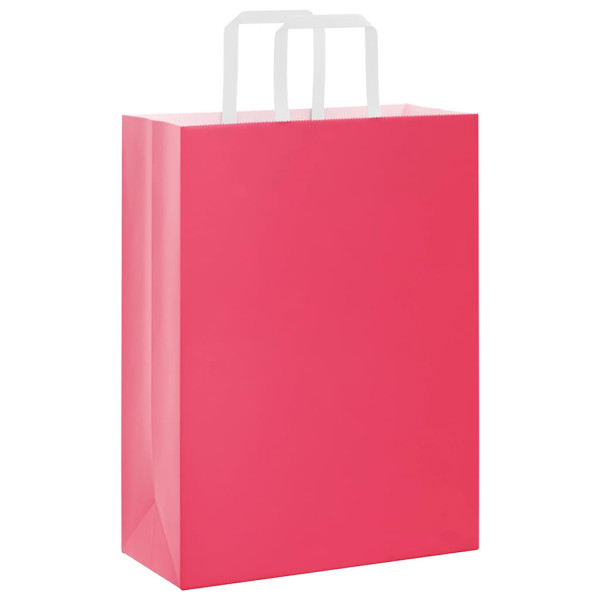 Bolsas de papel kraft con asas 250 uds rosa 26x12x35 cm M 3