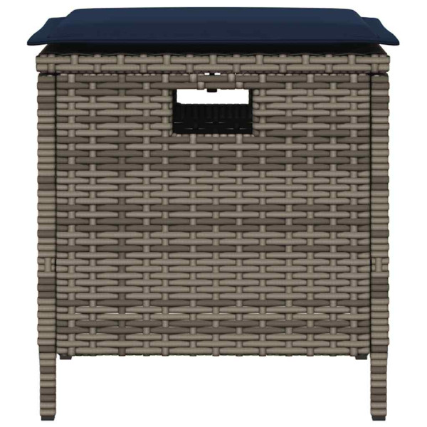 Set comedor de jardín 5 piezas con cojines ratán sintético gris M 3