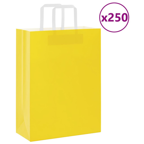 Bolsas de papel kraft con asas 250 uds amarillas 26x12x35 cm D