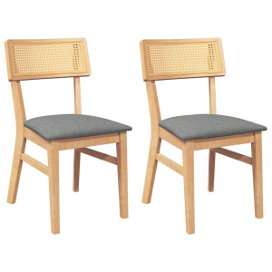 Sillas de comedor con cojines 2 uds madera maciza caucho H