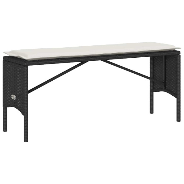 Set comedor de jardín 3 pzas con cojines ratán sintético negro M 5