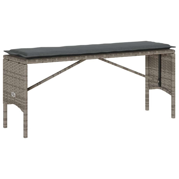 Set comedor de jardín 3 piezas con cojines ratán sintético gris M 5