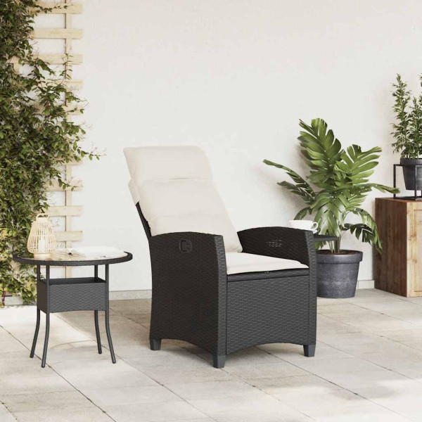Silla de jardín reclinable con mesa auxiliar ratán negro M 3