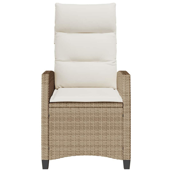 Silla de jardín reclinable con mesa auxiliar ratán beige M 3