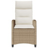 Silla de jardín reclinable con mesa auxiliar ratán beige 3