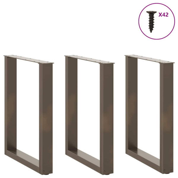 Pés para mesa de jantar em formato de U. 3 peças. aço natural. 70x(72-73) cm. aço M 3