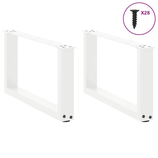 Patas de mesa de centro forma U 2uds acero blanco 70x(30-31) cm M 3